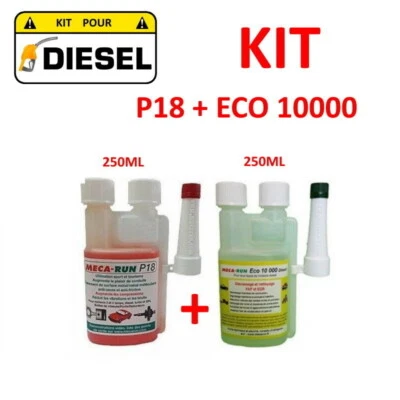 MECARUN - KIT ADDITIF TRAITEMENT "DIESEL" P18 + ECO10000 - 2x250ml