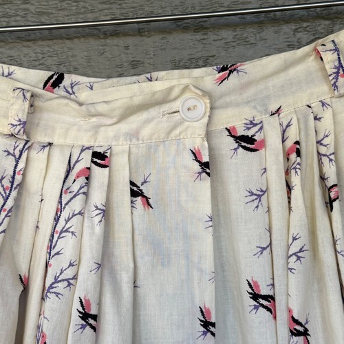 Vintage 1950s Full Skirt Birds Novelty Print Pleated Cotton High Waist Sm ILGWU - Picture 12 of 14