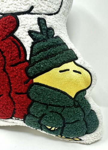 Peanuts Snoopy & Woodstock In Puffy Coats Pillow Sherpa Christmas Decor 17 x 20 - Picture 2 of 7