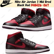Nike Air Jordan 1 Mid Bred Black Red DQ8426-067 Men's Size