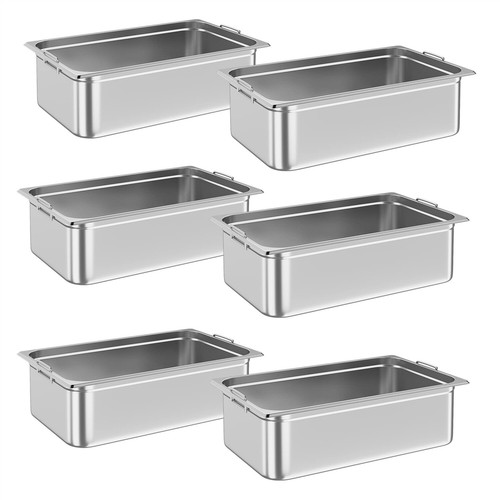 6 Pack Full Size Hotel Pan Commercial Stainless Steel 6" Deep Steam Table Pan - Picture 2 of 8