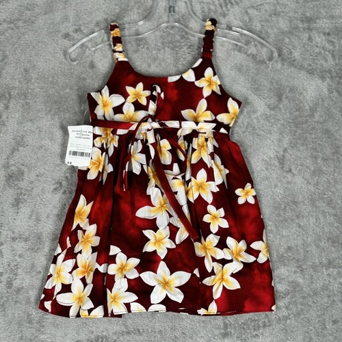 Royal Hawaiian Creations Dress Girl Medium (4) Red Yellow Floral Cruise Vacation - Picture 3 of 10