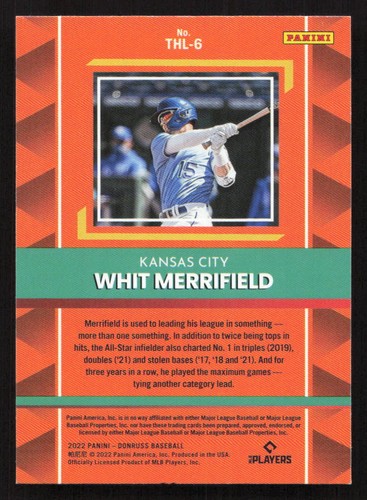2022 Donruss Whit Merrifield The Hit List Vector #THL-6 Card - Picture 2 of 2