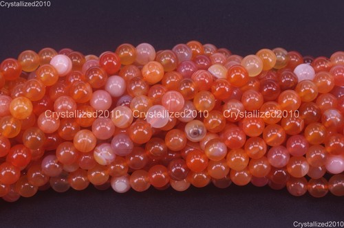 Cuentas redondas de piedras preciosas de ágata naranja natural de Botswana 6 mm 8 mm 10 mm 12 mm 14 mm 15,5" - Imagen 4 de 16