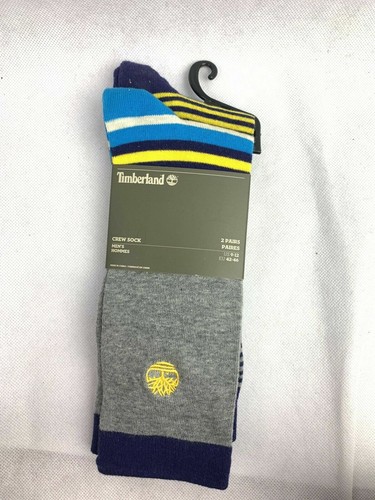 Timberland blau/gelb/grau gestreift 2 Paar Crew Herren Socken A1ECF-J38 - Bild 3 von 9