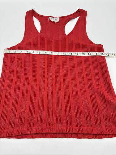 Vintage Rush Tank Top Women Medium Red Solid Sheer Halter 90s USA …#10471 - Picture 3 of 6