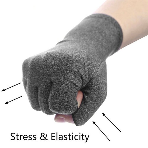 2PZ Guanti Anti Artrite Senza Dita Tutore a Compressione Supporto Mani Sollievo Dolore - Foto 6 di 10