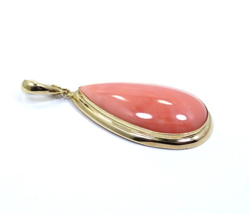 Salmón CORAL 31 mm cabujón forma de pera gota lagrimal oro 14k potenciador - Imagen 2 de 7
