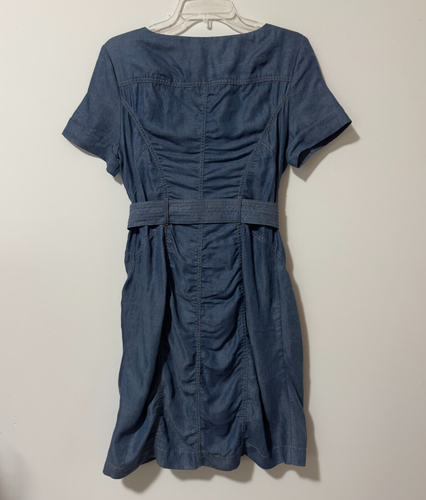 Karen Millen Blue Lightweight Zipper & Belted Denim Shirt Dress Size US 8/UK 12 - Picture 10 of 14