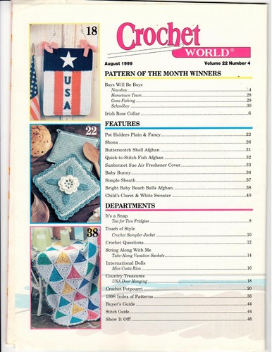 Crochet World Magazine August 1999 Sampler Jacket=Beach Ball Afghan - Picture 2 of 2