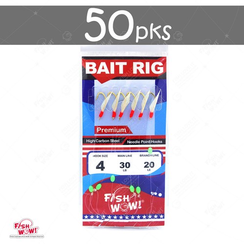 Premium Size 4 Fishing sabiki Bait Rigs High Carbon steel 6-Hook Fish Skin FW469 - Picture 8 of 9