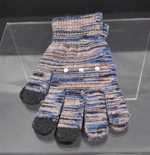 New Varigated Blue Tan Black 3 Finger Texting Gloves Rhinestone Trim B28