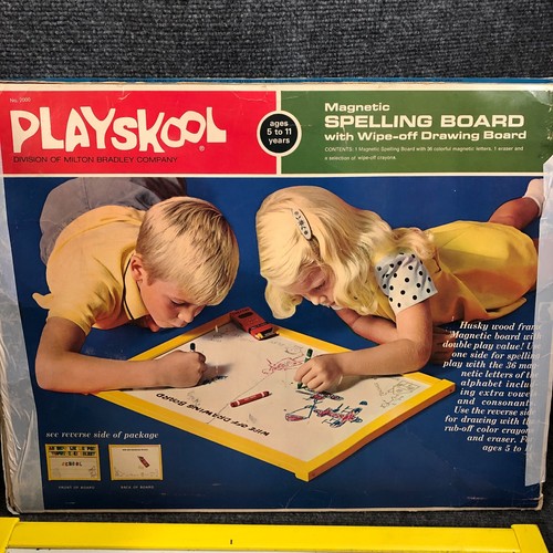 VTG 60s 70s Playskool Magnetic Spelling & Wipe Off Crayon Board Xtra Letters - Picture 8 of 14
