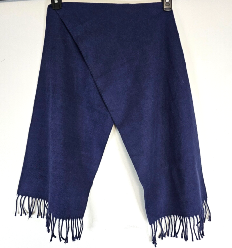 Christian Dior Monsieur Scarf 100% Cotton NavyBlue Fringed 53x12 Classic Muffler - Picture 3 of 7