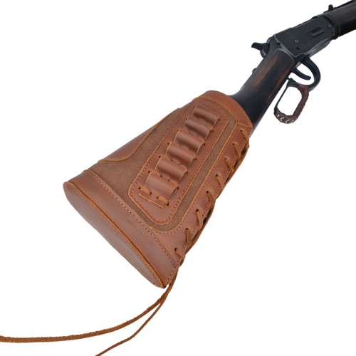 Handmade Leather Rifle Buttstock Ammo Holder For .45-70, 308, 30-06 .22-250 - Picture 20 of 36