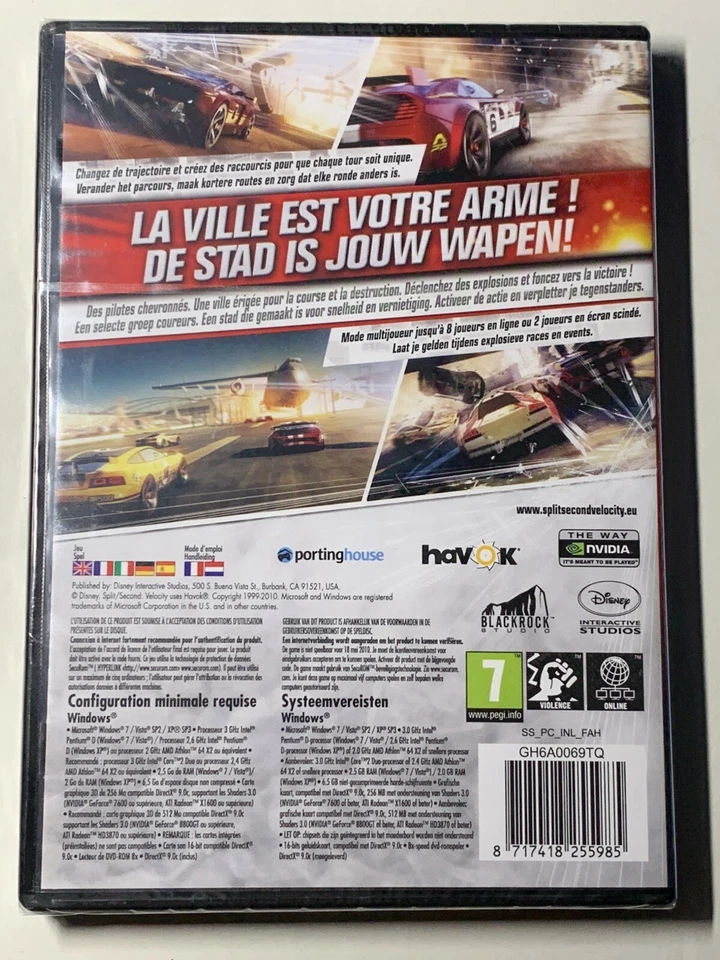 SPLIT SECOND VELOCITY PC Game FR Neuf Sous Blister BRAND NEW SEALED FRENCH - Image 2 of 2