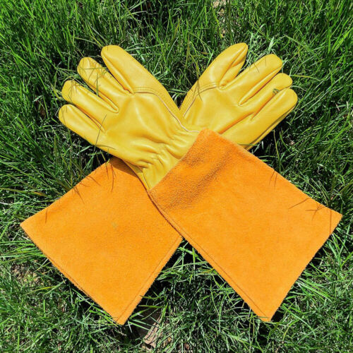 Gardening Gloves Breathable Working Mitten Leather Floral Gauntlet for Women Men - Picture 15 of 21