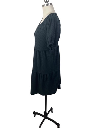 J.Crew Dress Babydoll Womens Small Black Short Sleeve Solid Textured Classic - Bild 3 von 7