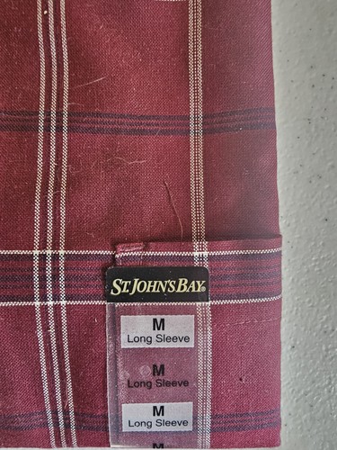 St. John’s Bay Men's Red Plaid Long Sleeved Shirt Size Medium - Picture 3 of 4
