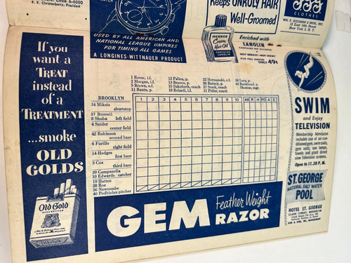 🔥1950 Brooklyn Dodgers v Cubs Baseball Program Unscored HIGH GRADE 🔥 - Picture 8 of 14