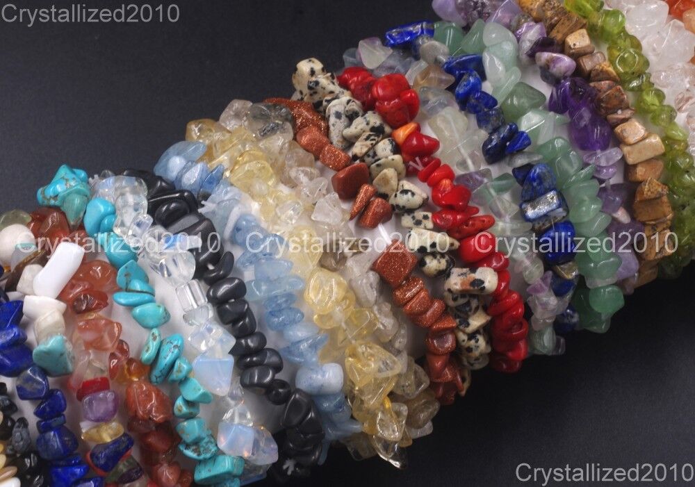 Handmade 5-8mm Mixed Natural Gemstone Chip Beads Stretchy Bracelet Healing Reiki - Picture 4 of 98