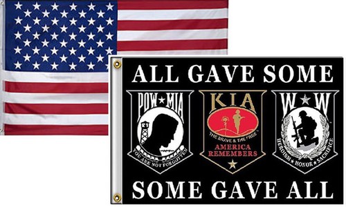 3x5 Wholesale Combo USA American & POW MIA POWMIA All Gave Flag 3'x5' 2 Pack - Picture 1 of 2