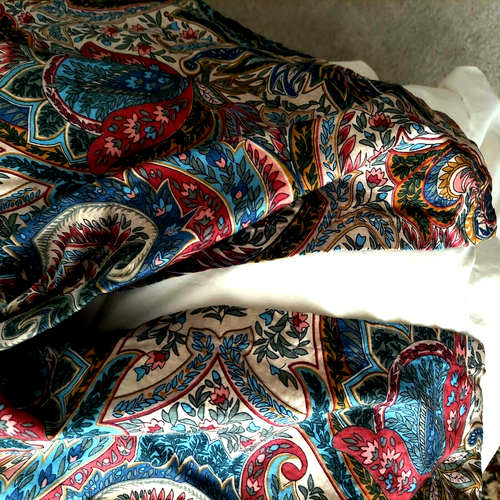 Vintage Ethan Inbus mehrfarbig Paisley Doppel Vollbett Rock Staub Rüsche sammeln USA - Bild 3 von 8