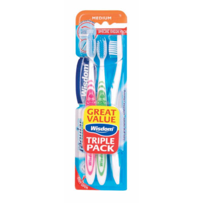 Wisdom Regular Plus Medium Dreierpack Zahnbürste 