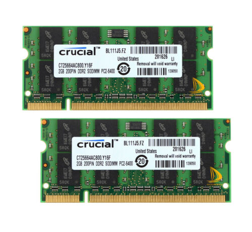 Lot Crucial 8GB 4GB 2GB 2RX8 PC2-6400 DDR2-800MHz 200pin SODIMM Laptop Memory #9 - Picture 2 of 10