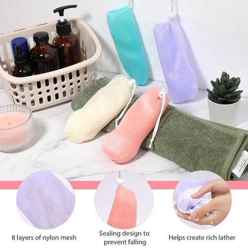 Shower Soap Sack Saver Pouch Exfoliating Mesh Soap Pouch Bubble Foam Net - Picture 6 of 16