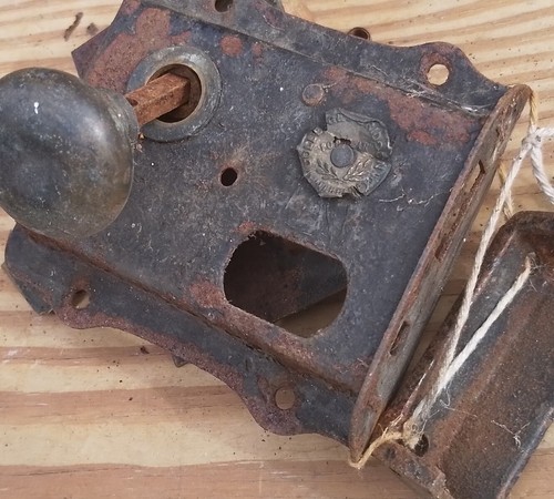 Vintage old & Antique Style Metal Rim Lock & Handles Spares Or Repair - Picture 6 of 7