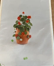 DIY Dollhouse Miniatures Kit Geraniums paper flower building Red plant building