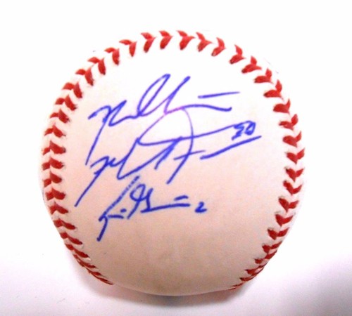 Khris Davis Mike Fiers Team Signed Autographed 2015 Milwaukee Brewers Baseball - Picture 5 of 8