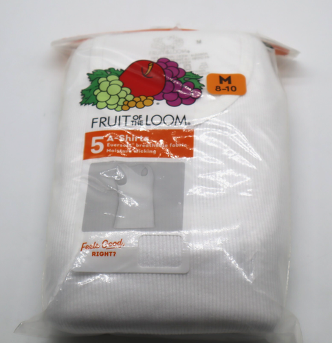 Fruit of The Loom Boys Top Tank A-Shirt 5pcs White Medium 2 pack - NEW - Picture 3 of 4