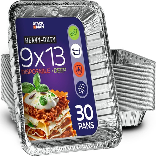 9X13 Aluminum Pans Disposable Foil Pans 30-Pack Half Size Deep Steam Table