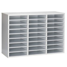 Alpine ADIOF201-01-WHI Wooden 27 Compartment Literature Orgnaizer, White