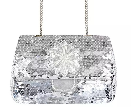 Frozen Disney Reversible Sequin Silver Girls Compact Handbag Purse Snowflake NEW - Picture 7 of 8