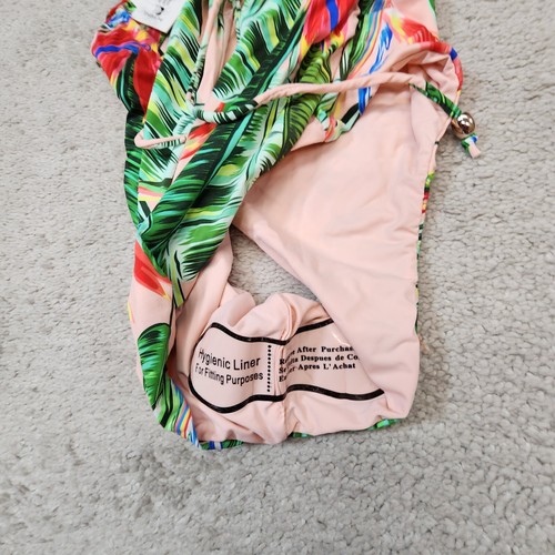 TiniBikini Tropical Lace-Up Plunge One-Piece XLarge new - Picture 6 of 7