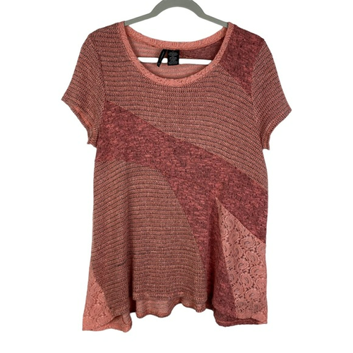 New Directions Peach Lace Knit Short Sleeve Sweater Women's XL - Picture 5 of 7