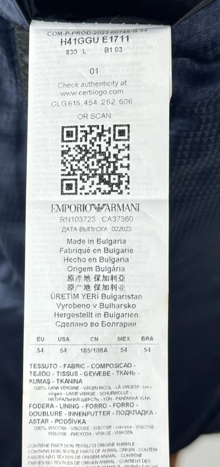 Blazer Emporio Armani 44 L Para Hombres Púrpura Blanco Lana a Cuadros Línea G Abrigo Deportivo Nuevo con Etiquetas Foto 4 de 4