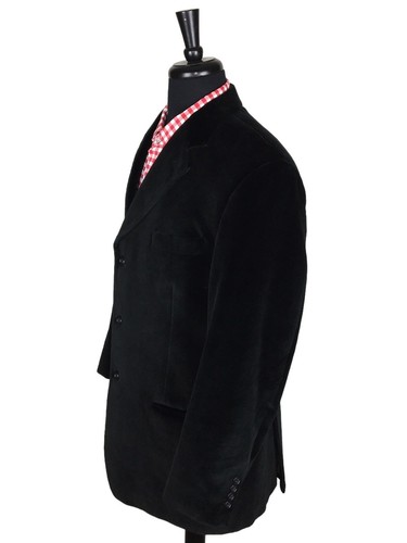 Linea Uomo Sport Coat Men’s Black Velvet Cotton Three-Button Blazer Jacket 44R - Picture 3 of 12