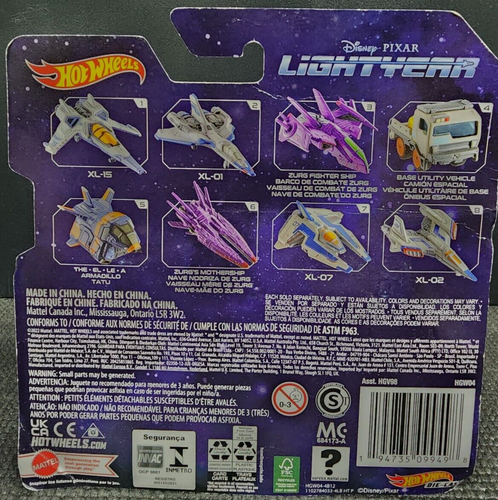 HOTWHEELS Character Car Ship Diecast - LIGHTYEAR Mix 3 - Zurg Fighter Ship creas - Picture 2 of 2
