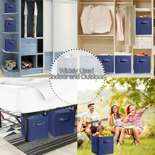 4 x Foldable Fabric Storage Bins Cubby Cubes with Handles Space Organizer Basket - Picture 11 of 41