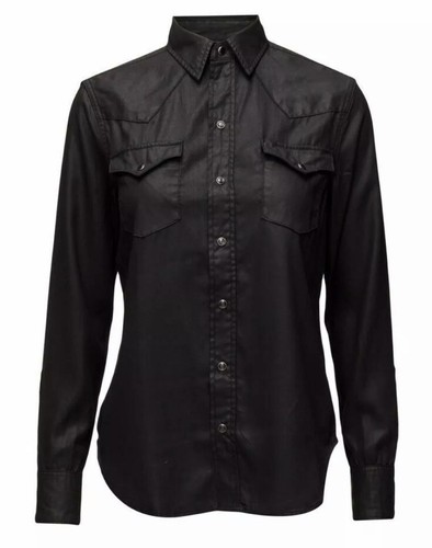 Polo Ralph Lauren XS Black Wax Coated Western Shirt Snap Rodeo RRL Rugby Ranch - Picture 1 of 10