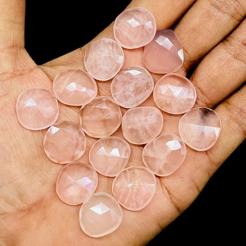 16 Stck. Natürlicher Rosenquarz 16-17,5 mm Rosen Karoschliff Flache Rückseite Lose Edelsteine - Bild 9 von 9