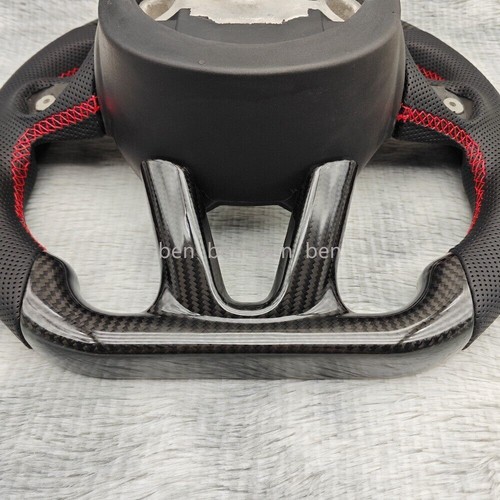 Carbon Fiber Flat Sport Steering Wheel For Dodge Challenger Charger SRT Hellcat - Picture 11 of 17