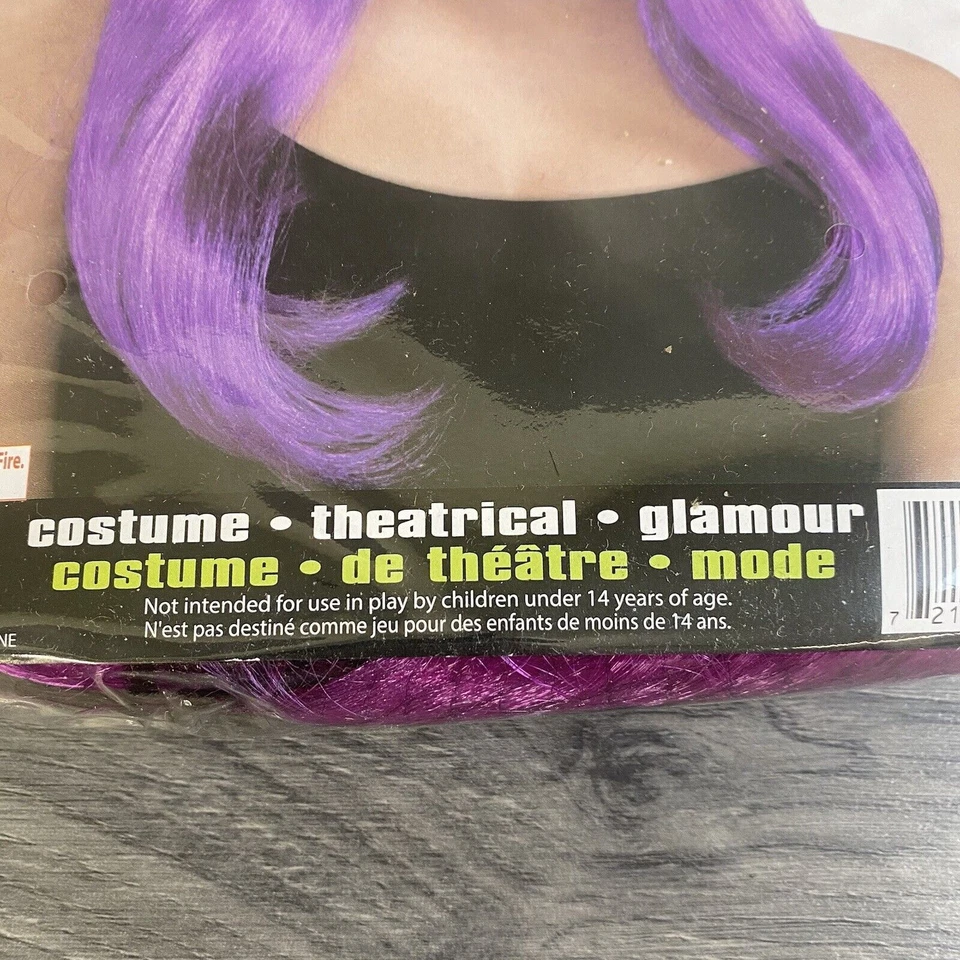 Peluca Larga Púrpura Neón Años 80 Club Retro Vestido Elegante Halloween Disfraz Accesorio Nuevo Foto 2 de 4