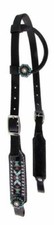 Western Saddle Horse Bling Turquoise Beaded Black Heavy Nylon One Ear Headstall
