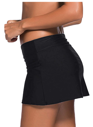 REKITA Women's Swim Skirt Skort Bikini Bottoms Size XL - Black - Picture 2 of 7