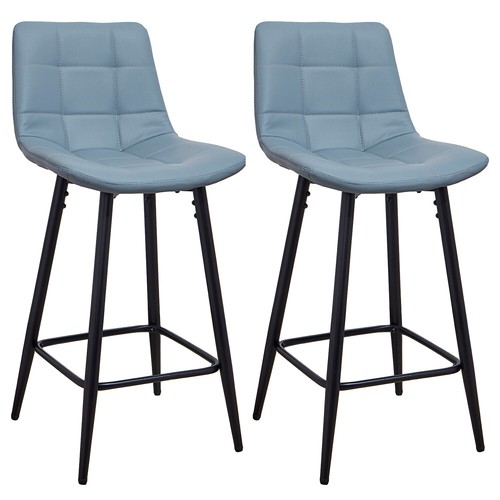 Set of 2 Tall Bar Stools PU Leather Seater Metal Leg Kitchen Pub Cafe Barstool - Picture 37 of 48